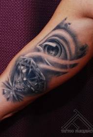 arm wonderful realistic Diamond with eye tattoo pattern