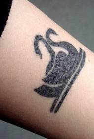 arm romantic black swan silhouette tattoo pattern