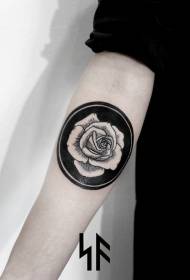 simple small Rose and black circle arm tattoo pattern