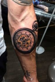arm gorgeous realistic old mechanical clock tattoo pattern
