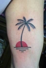 simple small palm tree with sun arm tattoo) pattern