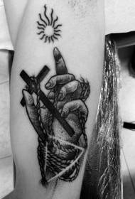 zosangalatsa zakuda zachipembedzo dzanja ndi mtanda wa tattoo