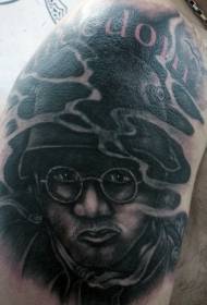 arm scary black weird soldier avatar and letter tattoo pattern