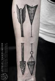 Modello di tatuaggio freccia braccio bianco e nero stile Sting