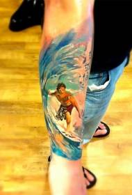 ръка забавно цвят сърф мъж татуировка модел