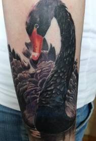 beautiful black swan on the arm realistic realistic tattoo pattern
