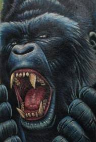 rameno realistické rozzúrený čierny gorila tetovanie vzor