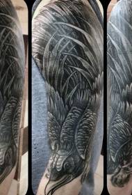 Arm black fancy fantasy crow tattoo pattern