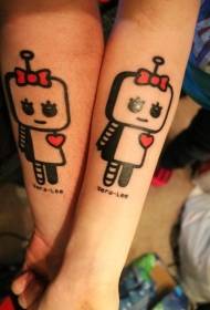 couple arm cute cartoon robot tattoo pattern