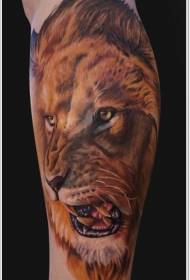 realistic roaring lion tattoo pattern on the arm