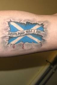 דפוס קעקוע דגל סקוטי עם כחול קלוף בזרוע