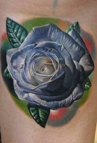 brazo moi realista Fermoso patrón de tatuaxe de rosa azul