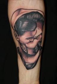arm old school couple kissing portrait tattoo pattern