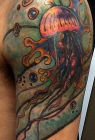 bracciu maiò di culore di mudellu di tatuaggi di meduse marine