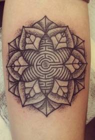 black point sting mandala flower maze arm tattoo pattern