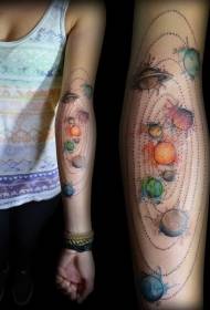 Arm colored solar system asteroid tattoo pattern