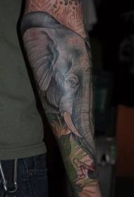 beso eder koloretako elefante naturala hezur tatuaje ereduarekin