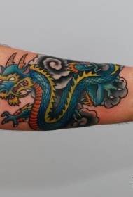 hånd tilbake tegneserie stil asiatiske drage tatovering mønster