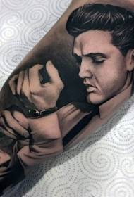 arm very realistic black Elvis portrait tattoo pattern