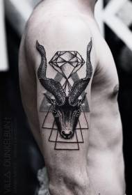 arm black and white style fawn and diamond geometry Tattoo pattern
