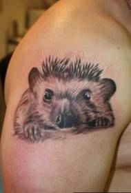 arm gray hedgehog head tattoo pattern