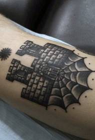 model de tatuaj castel negru misterios braț