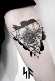 arm black line flower with triangle tattoo pattern