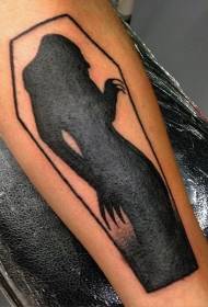 arm black monster and coffin silhouette tattoo pattern)