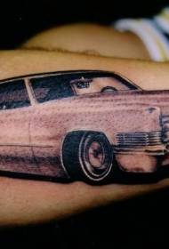 realistic pink car tattoo pattern on the arm