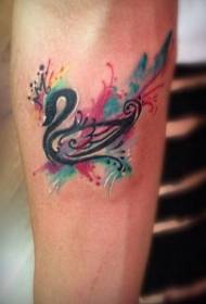 arm impressive vivid color swan tattoo pattern