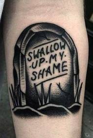 krah model i tatuazhit të varrit me gur të zezë, me tatuazh