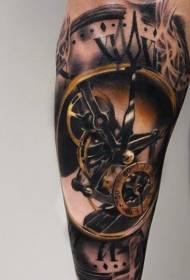 ръка невероятно красива механично рисувана време татуировка модел
