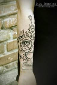 bracciu di linea di tatuatu di linea di biancu è neru