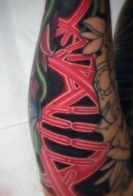 рука халодны чырвоны малюнак татуіроўкі сімвала ДНК