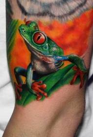 Vibrant realistic tree frog tattoo pattern on the arm