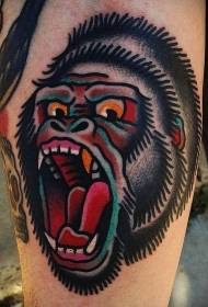Arm Angry Color Gorilla Head Tattoo Pattern