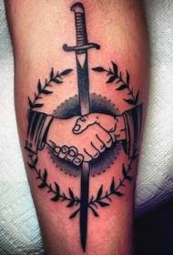 Paže jedinečné černé a bílé ruce a meč rostlin tetování vzor
