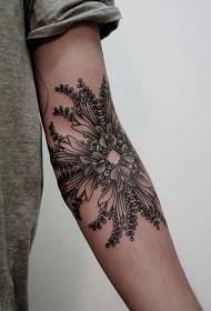 arm prachtige zwarte prik bloem tattoo patroon