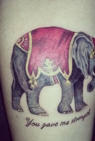 arm memorial style colorful elephant letter tattoo pattern