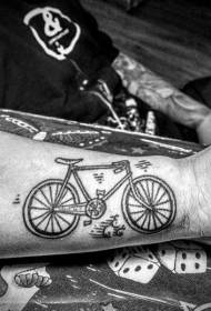 साइकिल हाथ टैटू पैटर्न की काली सरल रेखा