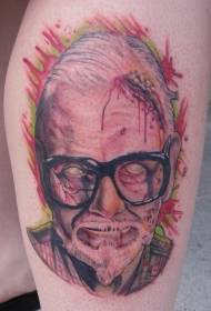 lengan horor warna zombie pola tato potret kakek