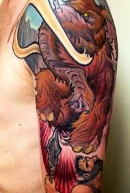 Flower hannu babban launi yaƙi mammoth tattoo tsarin