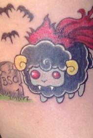 arm colored cartoon vampire sheep tattoo pattern