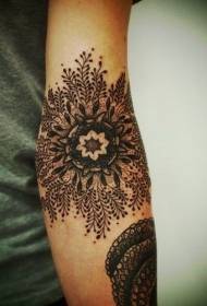 arm hand-painted style black floral tattoo pattern