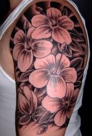men's arm great black floral tattoo pattern