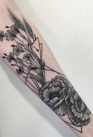 arm hand-painted style black) Flower tattoo pattern
