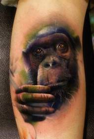 arm sad realistic color chimpanzee tattoo pattern