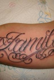 big arm curled squiggly letter tattoo pattern