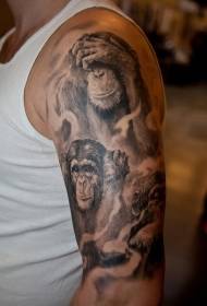 arm impressive group of black and white Orangutan tattoo pattern
