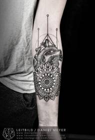 patró de tatuatge combinat de flors i de cor braç combinat